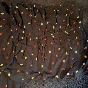 Fruit pattern tube top and pants set